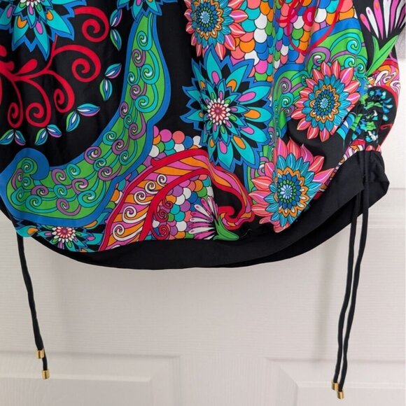 Swim Systems Collection Floral Cover up Womens Size Large Black Dolman Sleeve - Picture 4 of 12